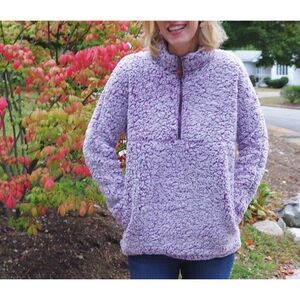 Time And Tru Women's Purple White Sherpa Fleece Pullover Size Large 12-14